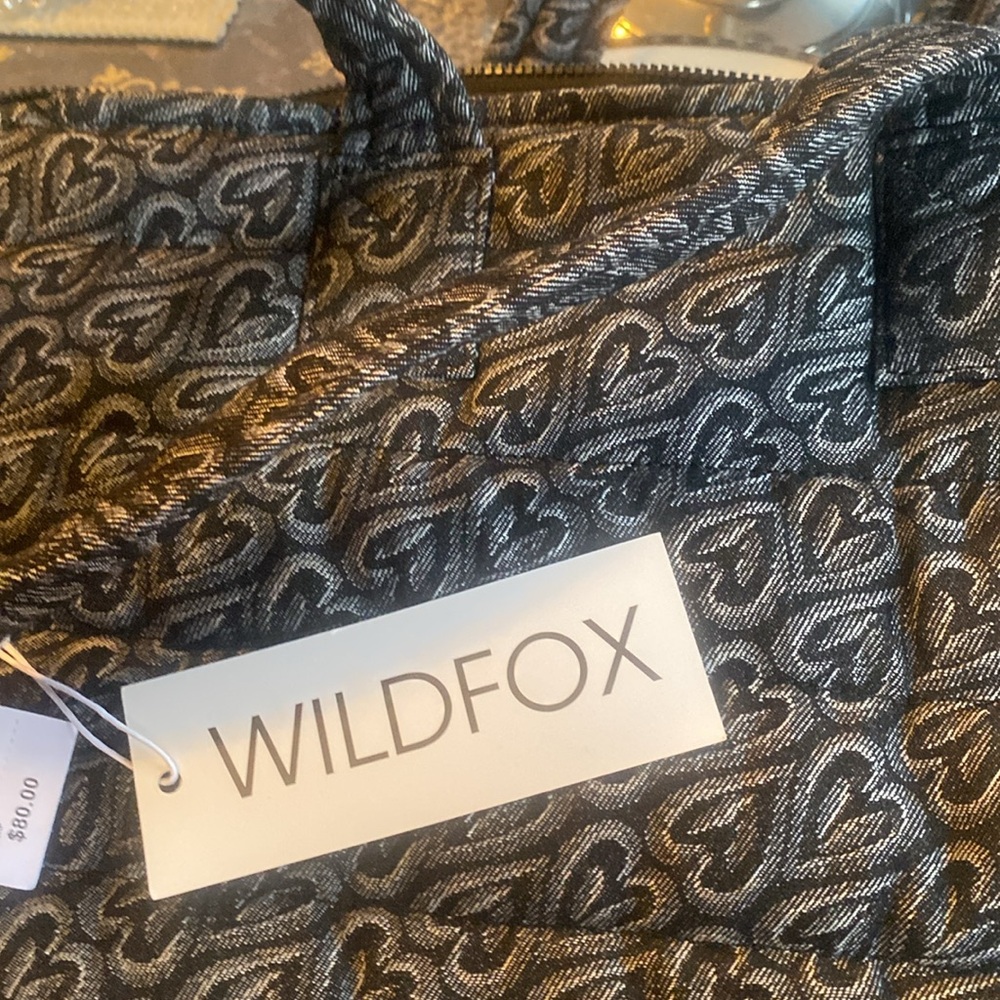 WILDFOX Black denim Heart Pattern Tote Bag! - Picture 8 of 11
